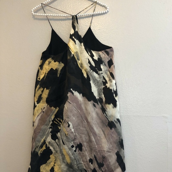 SALE! Amour Vert Water Color Racer Back Silk Dress XS - Picture 2 of 5